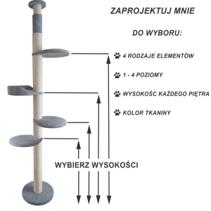 A-n S4 Drapak sufitowy / rozporowy. Indywidualne wysokości pięter A-n S4 Drapak sufitowy / rozporowy. Indywidualne wysokości pięter
