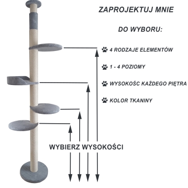 A-n S4 Drapak sufitowy / rozporowy. Indywidualne wysokości pięter